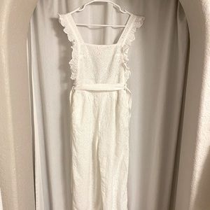 Backless White Lace Eyelet Jumpsuit